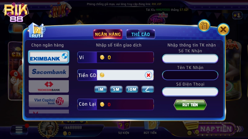 rút tiền rik88